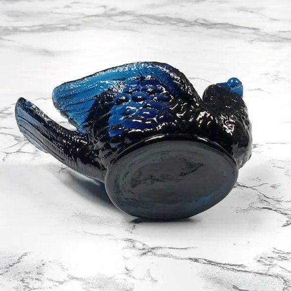 Degenhart Glass Bird & Berry Trinket Paperweight Open Salt Vtg - Picture 6 of 8